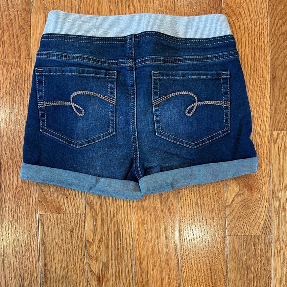 Justice Denim Pull-On Jean Cuffed Shorts - Dark Wash - Size 14 - Picture 3 of 6